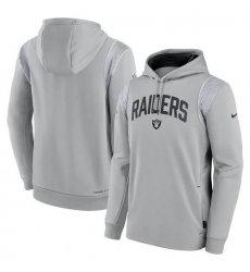 Men Las Vegas Raiders Grey Sideline Stack Performance Pullover Hoodie 001 Men Las Vegas Raiders Grey Sideline Stack Performance Pullover Hoodie 001