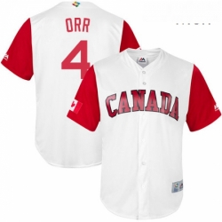 Mens Canada Baseball Majestic 4 Pete Orr White 2017 World Baseball Classic Replica Team Jersey