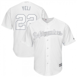 Brewers 22 Christian Yelich Yeli White 2019 Players Weekend Player Jersey