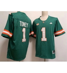 Men Miami Hurricanes 1 Malachi Toney Aqua Stitched Football Jersey Men Miami Hurricanes 1 Malachi Toney Aqua Stitched Football Jersey