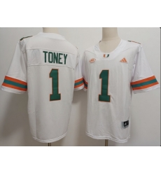 Men Miami Hurricanes 1 Malachi Toney White Stitched Football Jersey Men Miami Hurricanes 1 Malachi Toney White Stitched Football Jersey