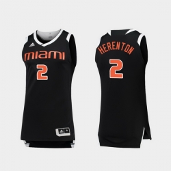 Men Miami Hurricanes Willie Herenton Black White Chase College Basketball Jersey