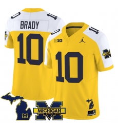 Men Michigan Wolverines  10 Tom Brady Maize Alternate F U S E  2025 Vapor Limited Stitched Football Jersey