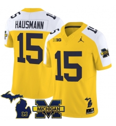 Men Michigan Wolverines  15 Ernest Hausmann Maize Alternate F U S E  2025 Vapor Limited Stitched Football Jersey