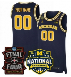 Men Michigan Wolverines ACTIVE PLAYER Custom Navy 2025 26 Final Four National Champions Patch Stitched Basketball Jersey Men Michigan Wolverines ACTIVE PLAYER Custom Navy 2025 26 Final Four National Champions Patch Stitched Basketball Jersey