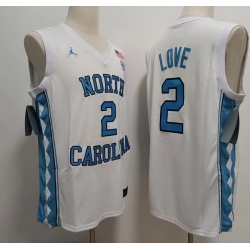 Men North Carolina Tar Heels #2 Caleb Love White College Football Jersey