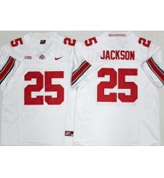 Men Ohio State Buckeyes 25 Lamar Bo Jackson White 2025 F U S E Limited Stitched Jersey Men Ohio State Buckeyes 25 Lamar Bo Jackson White 2025 F U S E Limited Stitched Jersey