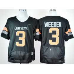 Oklahoma State Cowboys 3# Brandon Weeden Black Pro Combat NCAA Jerseys