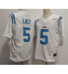 Men Ole Miss Rebels 5 Kewan Lacy White 2026 F U S E Stitched jersey Men Ole Miss Rebels 5 Kewan Lacy White 2026 F U S E Stitched jersey