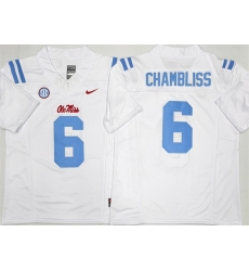 Men Ole Miss Rebels 6 Trinidad Chambliss White 2026 F U S E Stitched jersey Men Ole Miss Rebels 6 Trinidad Chambliss White 2026 F U S E Stitched jersey
