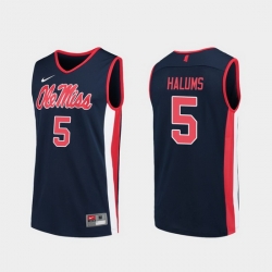 Men Ole Miss Rebels Brian Halums Navy Replica College Basketball Jersey