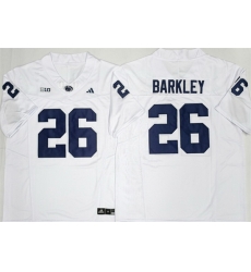 Men Penn State Nittany Lions 26 Saquon Barkley White F U S E Stitched Jersey Men Penn State Nittany Lions 26 Saquon Barkley White F U S E Stitched Jersey