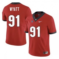 Men Georgia Bulldogs #91 Kolby Wyatt College Football Jerseys Sale-Red