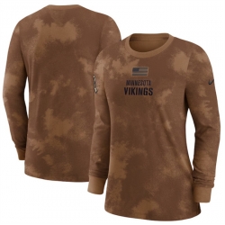 Women Minnesota Vikings Brown 2023 Salute To Service Long Sleeve T Shirt