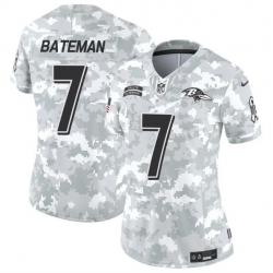 Women Baltimore Ravens 7 Rashod Bateman 2024 F U S E Arctic Camo Salute To Service Limited Stitched Football Jersey