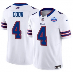 Men Buffalo Bills 4 James Cook White 2025 F U S E  With Farewell Patch Vapor Untouchable Limited Stitched Football Jersey Men Buffalo Bills 4 James Cook White 2025 F U S E  With Farewell Patch Vapor Untouchable Limited Stitched Football Jersey