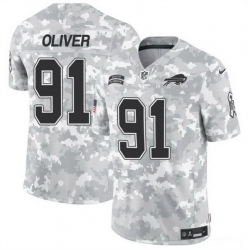 Men Buffalo Bills 91 Ed Oliver 2024 F U S E Arctic Camo Salute To Service Limited Stitched Football Jersey