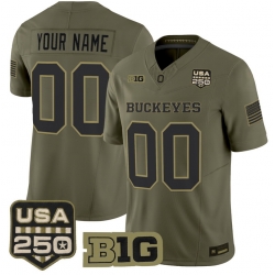 Men Ohio State Buckeyes Active Player Custom Olive 2026 F U S E  Salute to Service Vapor Limited Stitched Football Jersey