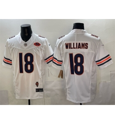 Men Chicago Bears 18 Caleb Williams White F U S E With Illinois and VMH Patch Stitched Football Jersey Men Chicago Bears 18 Caleb Williams White F U S E With Illinois and VMH Patch Stitched Football Jersey