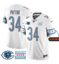 Men Chicago Bears  34 Walter Payton White City Edition F U S E  With Chicago Flag Vapor Untouchable Limited Stitched Football Jersey