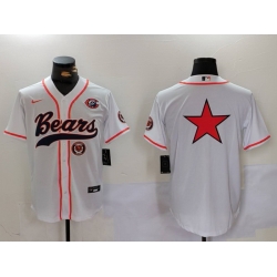 Men Chicago Bears White Team Big Logo With Patch Cool Base Stitched Baseball Jersey 2