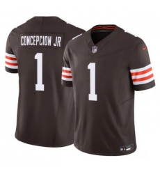Men Cleveland Browns  1 KC Concepcion Jr Brown 2026 F U S E  Vapor Limited Stitched Football Jersey