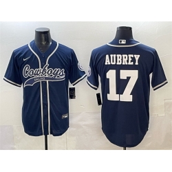 Men Dallas Cowboys 17 Brandon Aubrey Navy Cool Base Stitched Baseball Jersey