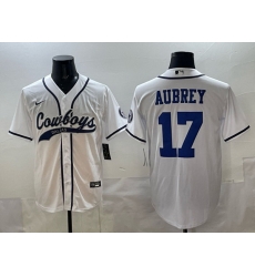 Men Dallas Cowboys 17 Brandon Aubrey White Cool Base Stitched Baseball Jersey Men Dallas Cowboys 17 Brandon Aubrey White Cool Base Stitched Baseball Jersey