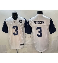 Men Dallas Cowboys 3 George pickens White F U S E  94 Marshawn Kneeland Memorial Patch Thanksgiving Vapor Limited Stitched Football Jersey