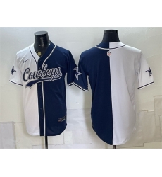 Men Dallas Cowboys Blank White Navy Split Stitched Jersey 004 Men Dallas Cowboys Blank White Navy Split Stitched Jersey 004