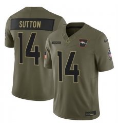 Men Denver Broncos 14 Courtland Sutton Olive 2025 F U S E  Salute to Service Limited Stitched Football Jersey Men Denver Broncos 14 Courtland Sutton Olive 2025 F U S E  Salute to Service Limited Stitched Football Jersey