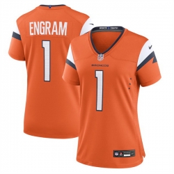 Women Denver Broncos 1 Evan Engram Orange 2025 Alternate Stitched Game Jersey  Women Denver Broncos 1 Evan Engram Orange 2025 Alternate Stitched Game Jersey