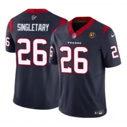 Men Houston Texans 26 Devin Singletary Navy 2023 F U S E  With John Madden Patch Vapor Limited Stitched Football Jersey Men Houston Texans 26 Devin Singletary Navy 2023 F U S E  With John Madden Patch Vapor Limited Stitched Football Jersey