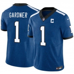 Men Indianapolis Colts 1 Sauce Gardner Blue 2025 F U S E  Throwback Vapor Limited Stitched Football Jersey