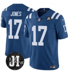 Men Indianapolis Colts 17 Daniel Jones Blue Jim Irsay Patch Vapor Stitched Jersey Men Indianapolis Colts 17 Daniel Jones Blue Jim Irsay Patch Vapor Stitched Jersey