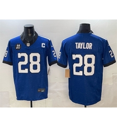 Men Indianapolis Colts 28 Jonathan Taylor Blue 2025 F U S E Jim Irsay Patch Throwback Vapor Limited Stitched Football Jersey Men Indianapolis Colts 28 Jonathan Taylor Blue 2025 F U S E Jim Irsay Patch Throwback Vapor Limited Stitched Football Jersey