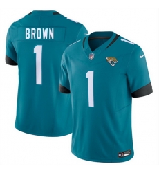 Men Jacksonville Jaguars 1 Montaric Brown Teal 2026 F U S E Vapor Untouchable Limited Stitched Jersey Men Jacksonville Jaguars 1 Montaric Brown Teal 2026 F U S E Vapor Untouchable Limited Stitched Jersey