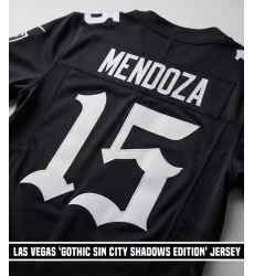 Men Las Vegas Raiders  15 Fernando Mendoza Gothic Sin City Shadows Edition s Black  Jersey