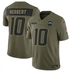 Men Los Angeles Chargers 10 Justin Herbert Olive 2025 Salute to Service Limited Stitched Football Jersey Men Los Angeles Chargers 10 Justin Herbert Olive 2025 Salute to Service Limited Stitched Football Jersey