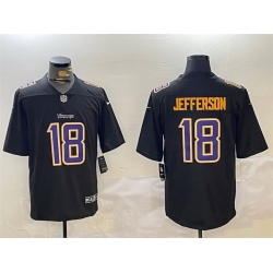 Men Minnesota Vikings 18 Justin Jefferson Black Vapor Untouchable Limited Stitched Jersey