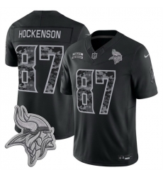 Men Minnesota Vikings  87 T J  Hockenson Black F U S E  2026 Salute to Service Limited Stitched Football Jersey