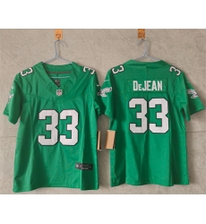 Women Philadelphia Eagles 33 Cooper DeJean Kelly Green F U S E  Vapor Untouchable Limited Stitched Football Jersey 