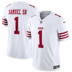 Men San Francisco 49ers 1 Deebo Samuel SR White 2024 F U S E Vapor Untouchable Limited Stitched Football Jersey