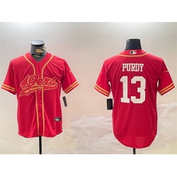 Men San Francisco 49ers 13 Brock Purdy Red Cool Base Stitched Baseball Jersey