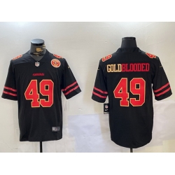 Men San Francisco 49ers 49 GoldBlooded Black Stitched Jersey 3