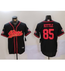 Men San Francisco 49ers 85 George Kittle Black With Patch Cool Base Stitched Baseball Jersey