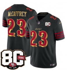 Men San Francisco 49ers Christian McCaffrey Black 80th Anniversary Patch Rivalries 2026 F U S E Vapor Untouchabl Limited Stitched Football Jersey Men San Francisco 49ers Christian McCaffrey Black 80th Anniversary Patch Rivalries 2026 F U S E Vapor Untouchabl Limited Stitched Football Jersey