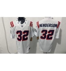 Men New England Patriots  32 TreVeyon Henderson White F U S E  Vapor Limited Stitched Football Jersey