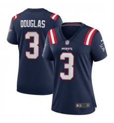 Women New England Patriots 3 Demario Douglas Navy 2025 Stitched Game Jersey 