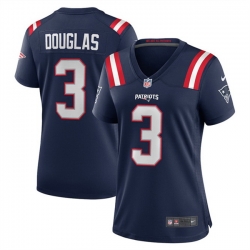 Women New England Patriots 3 Demario Douglas Navy 2025 Stitched Game Jersey  Women New England Patriots 3 Demario Douglas Navy 2025 Stitched Game Jersey